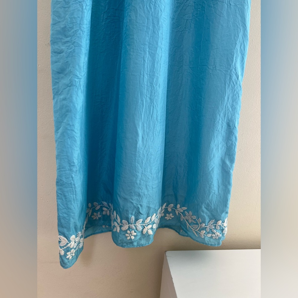 Blue Sleeveless Dress with White Embroidery by calypso st Barth - Picture 2 of 7